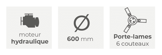 Caractéristiques techniques TONDO BROYEUSE Ø 600