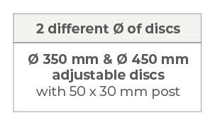 De-clodding harrow discs with 2 offset discs, diameter 350 adjustable and tiltable with upright 50 x 30 mm