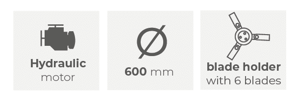 Caractéristiques techniques TONDO BROYEUSE Ø 600