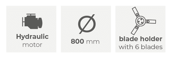 Caractéristiques techniques TONDO BROYEUSE Ø 800