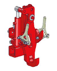 Visuel 3D d'un poste-arrière oscillant "poussé" avec une gogue de 50 x 50 mm